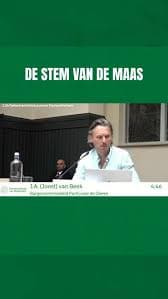 Joost van Beek spreekt namens de Maas bij commissievergadering over Stadionpark